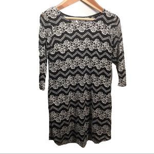 BeBop Black & White Lace Lined Mini Dress – Size Medium